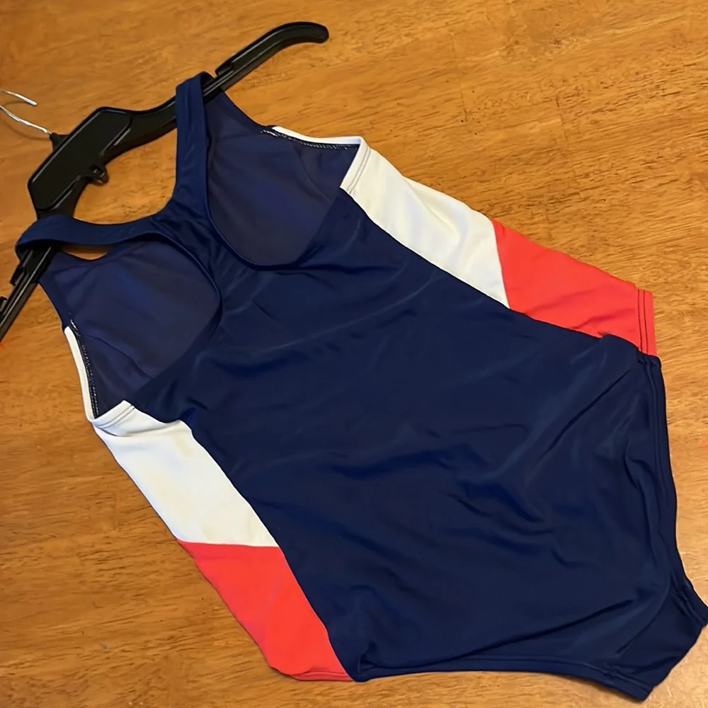 Speedo Infinity Splice One Piece Swimsuit Girls XL Red Blue White Racerback
